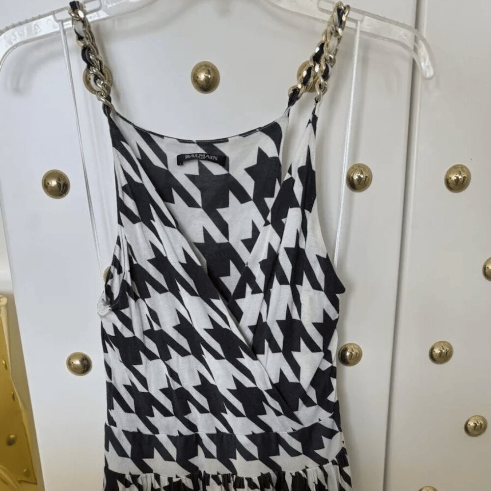 Balmain Paris Women's Black/White Mini Dress With Pockets Size 40